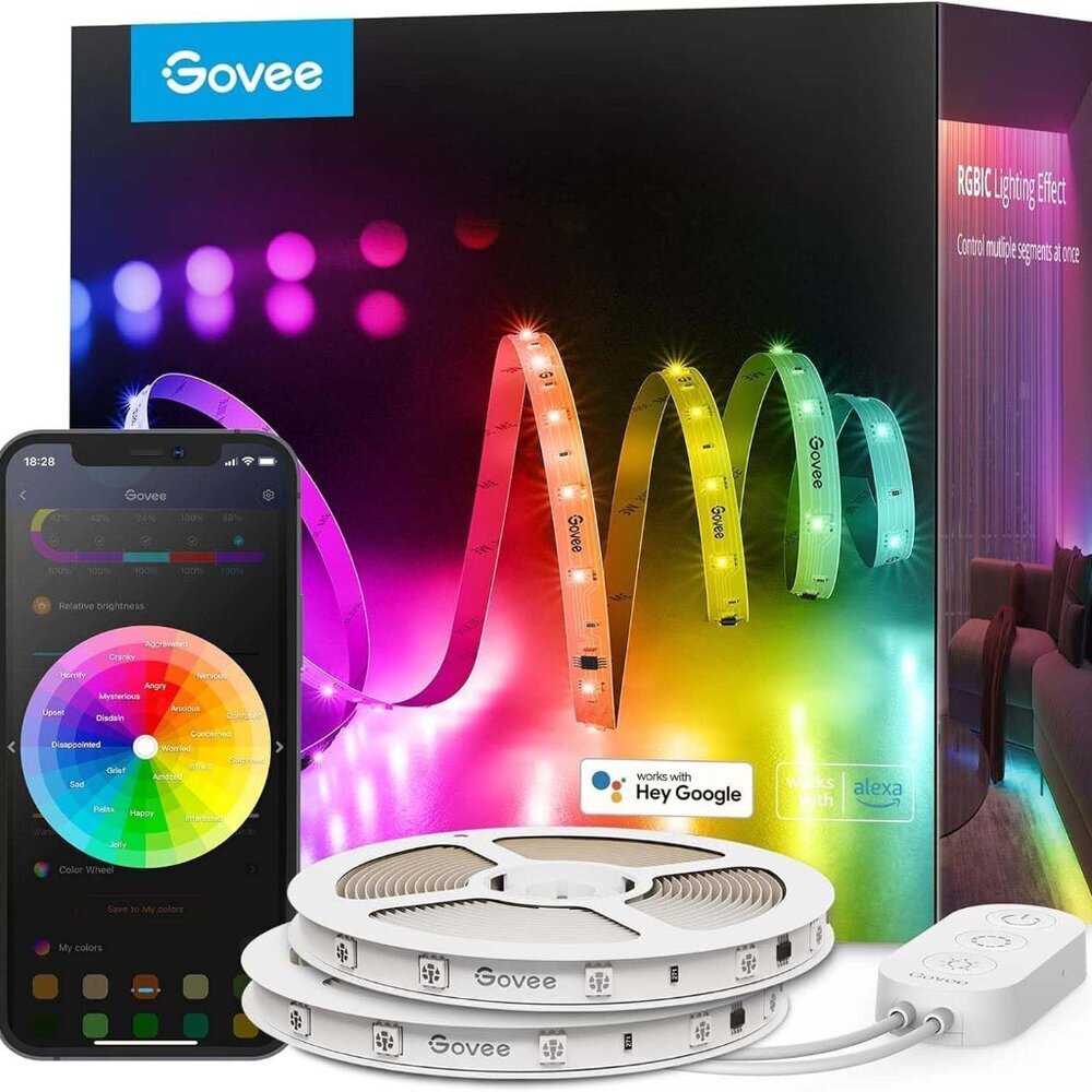 100ft RGBIC LED Strip Lights, Smart LED Lights Work with Alexa and Google Assist